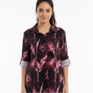 LuLaRoe Floral Burgundy and Black Blouse - Comfort and Style in Size S